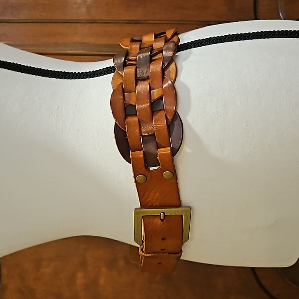 Nine West Belt Dark Brown and Ginger Colored Thick & Chunky Weave Braid Size S